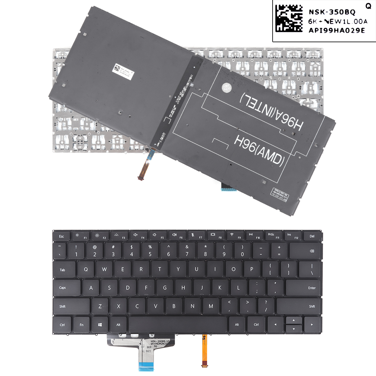 Picture of New Replacement Laptop Keyboard For Huawei MateBook 13 WRT-W19 WRT-W29 VLT-W50 HN-W19L HN-W19R BLACK (Backlit Without FRAME，Win8) US Layout